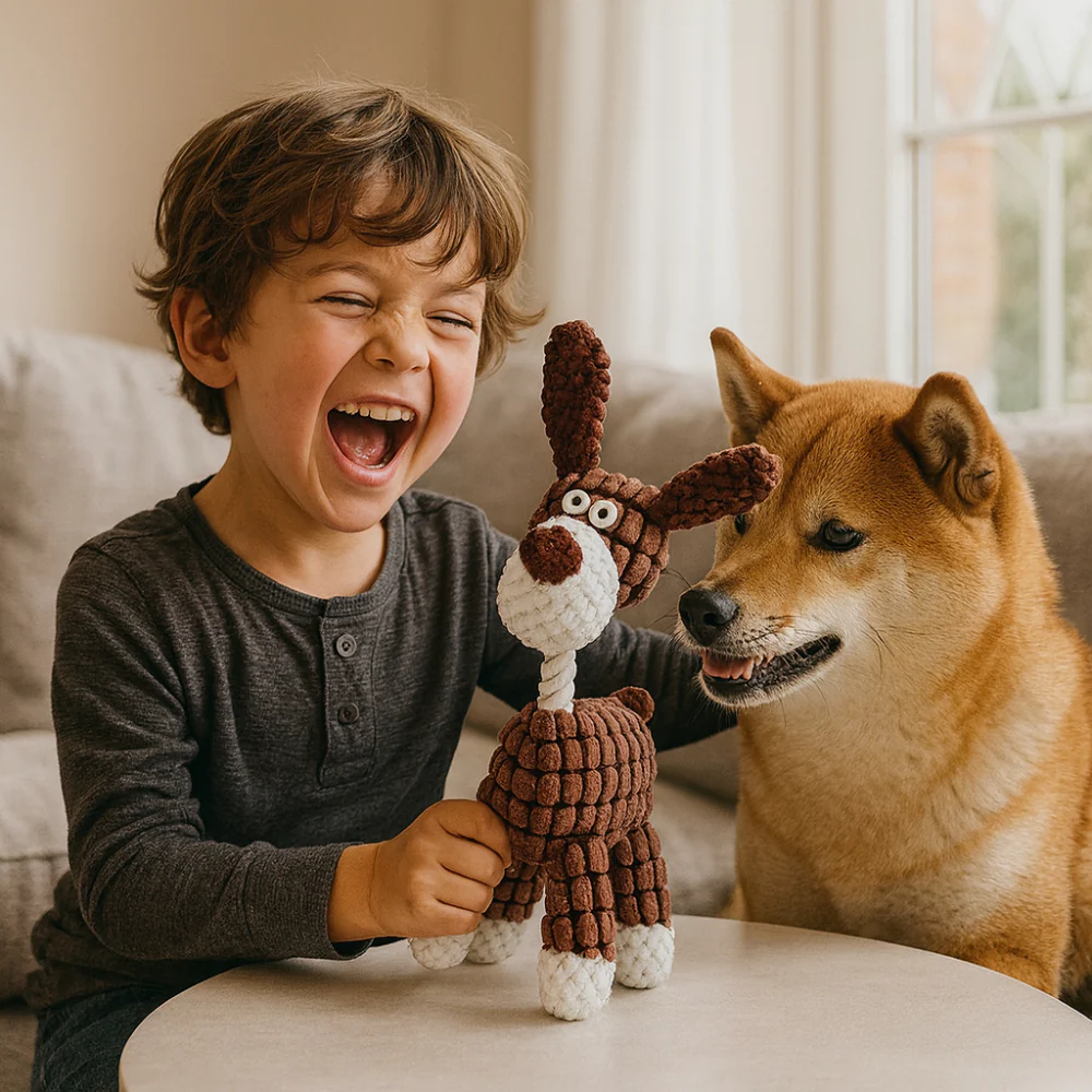 Dog Toy Rope Animal Chew Squeaker