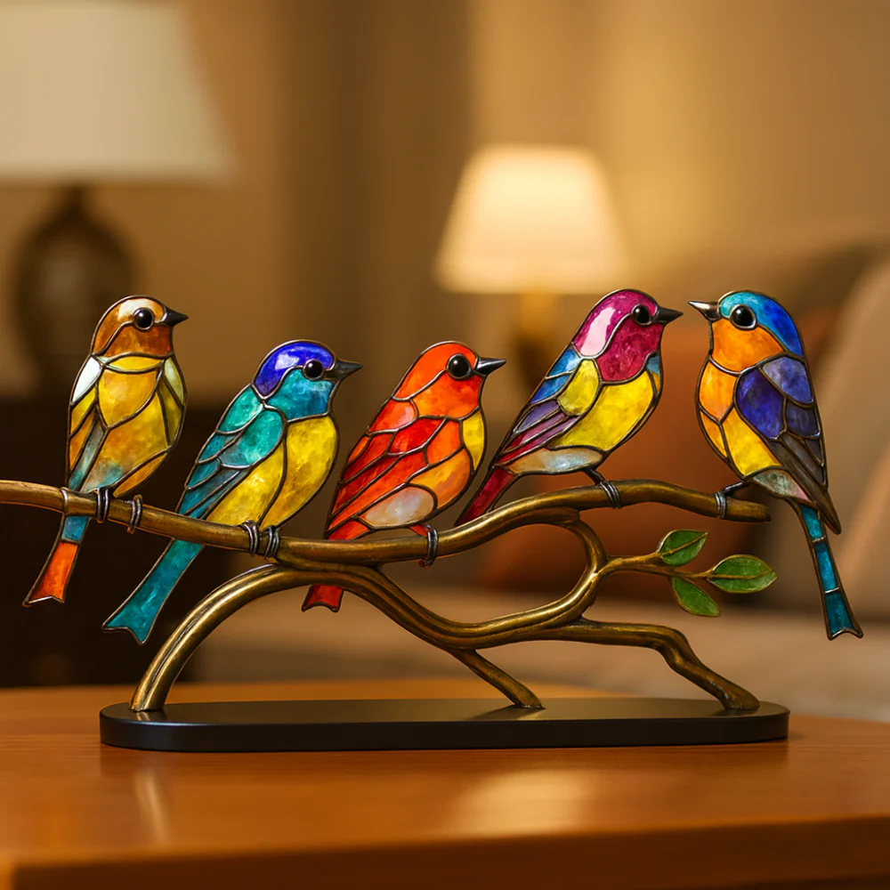 Home Decor Glass Bird Sculpture Table Accent Colored Figurine