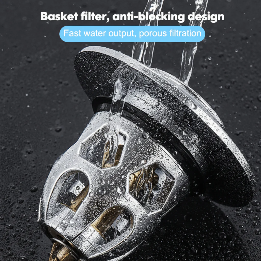 Sink Drain Stopper Pop Up Stainless Steel Anti Clog Bathroom Plug