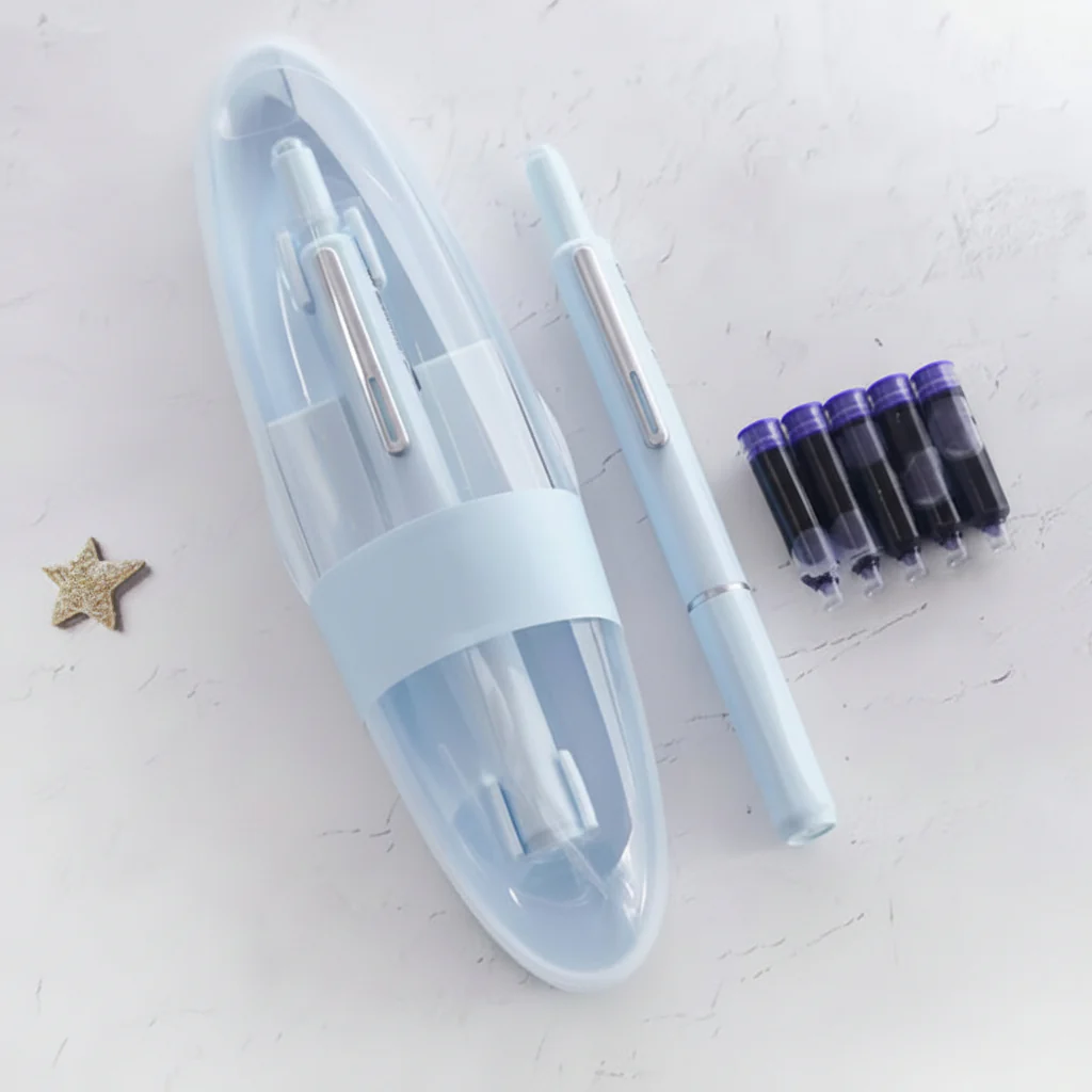 Fountain Pen Retractable Stainless Steel Refillable Writing Pen