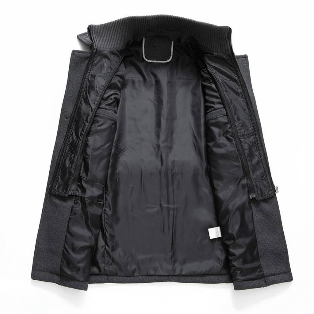 Men Winter Coat Blend Insulated Long Trench Jacket