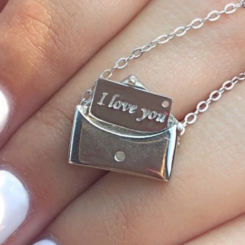 Necklace Pendant Envelope Love Letter Copper Gift Jewelry