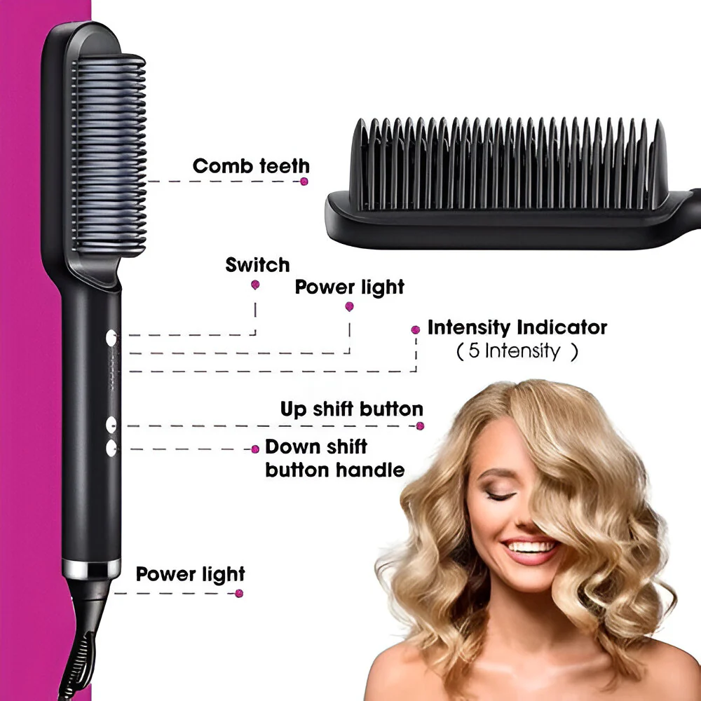 Hair Straightening Comb Heated Styling Brush Tool