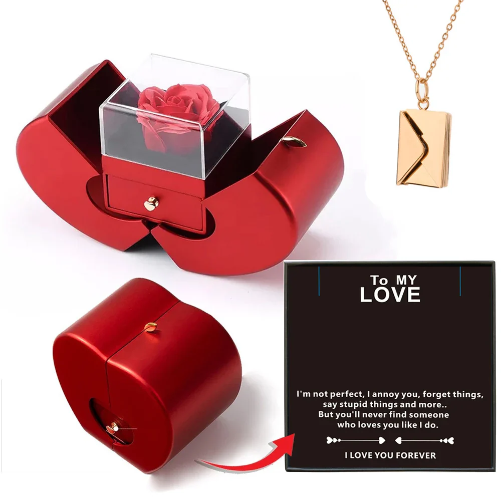 Jewelry Box Rose Apple Shaped Gift Case Soap Flower