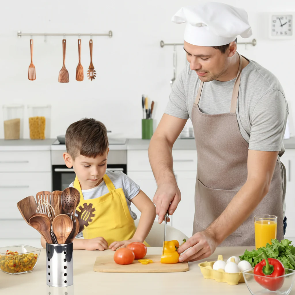 Cooking Utensils Wooden Set Non Scratch Heat Resistant Kitchen Tools