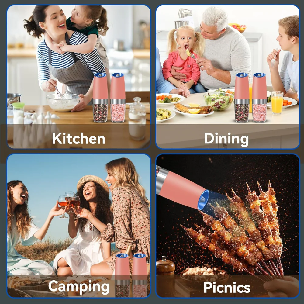 Salt Pepper Grinder Electric Gravity Adjustable Set