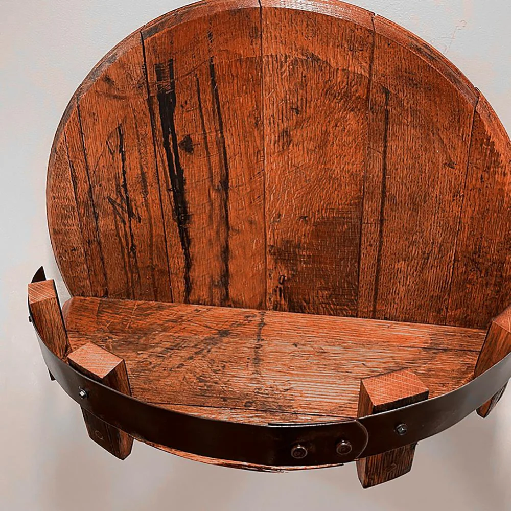 Wall Shelf Barrel Timber Round Display Mount Unit