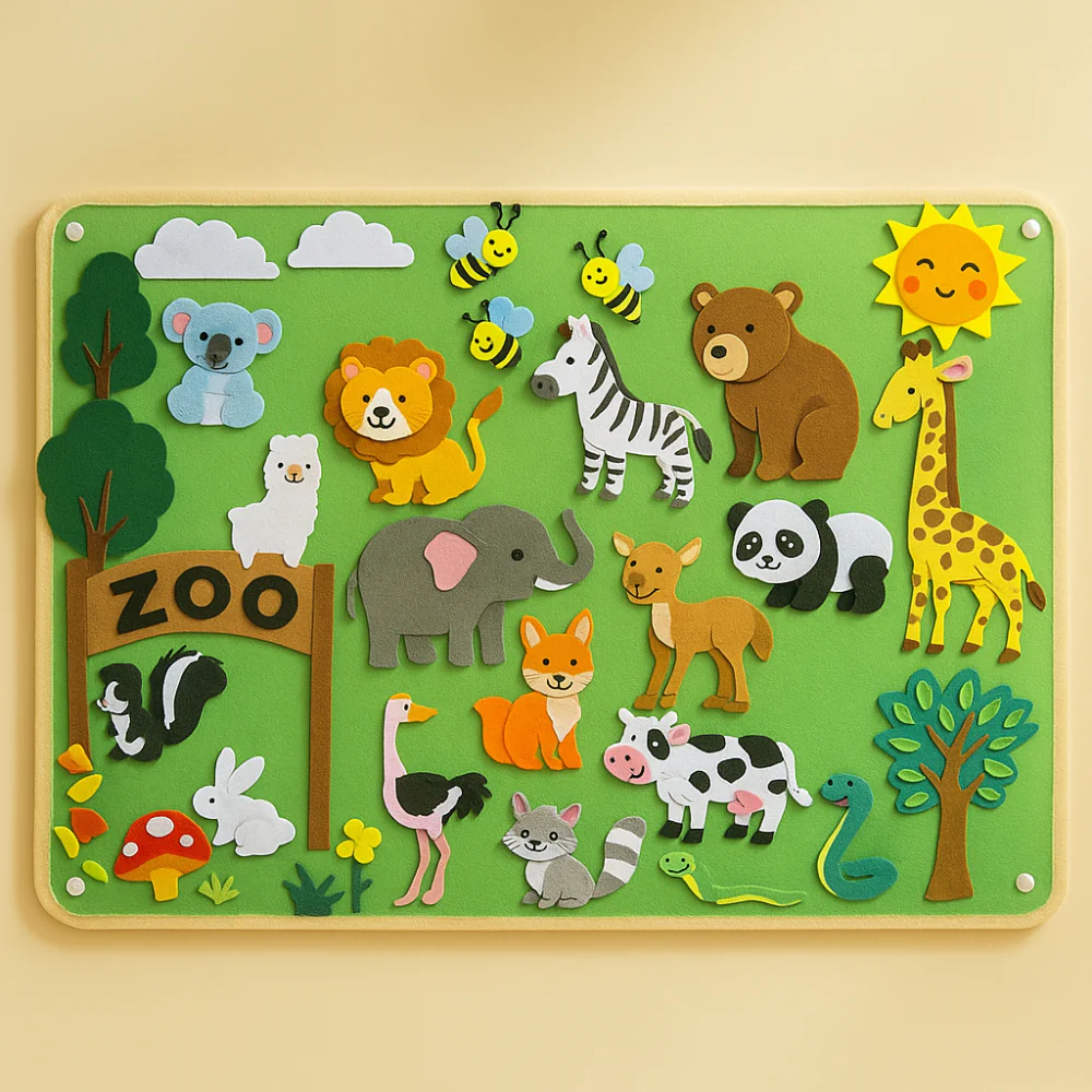 Wall Art Felt Board Interactive Kids Learning Display