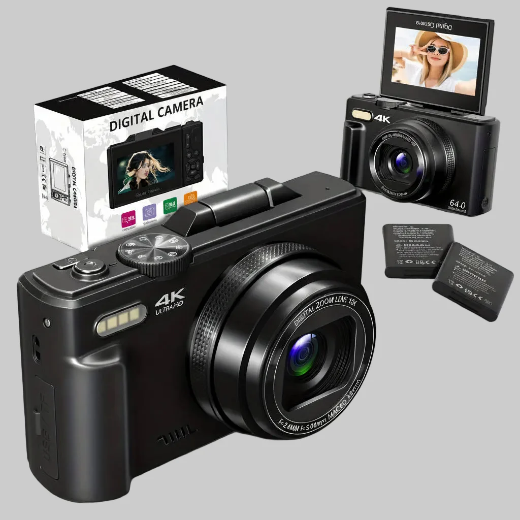 Digital Camera 4K Compact WiFi Vlogging Camera Flip Screen