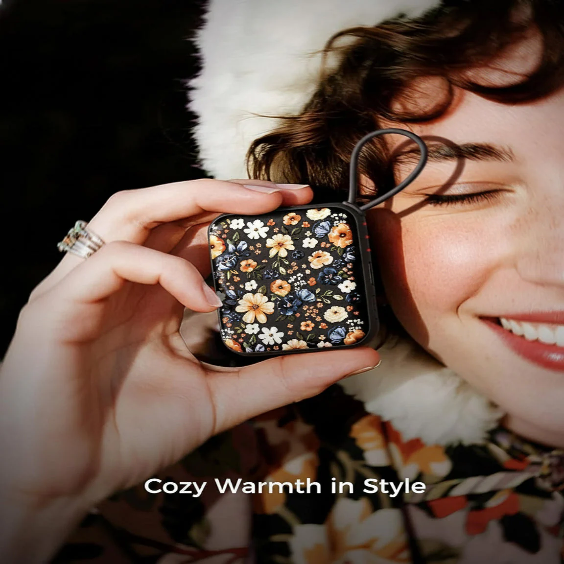 Hand Warmer Electric Rechargeable Portable Pocket Heater Floral