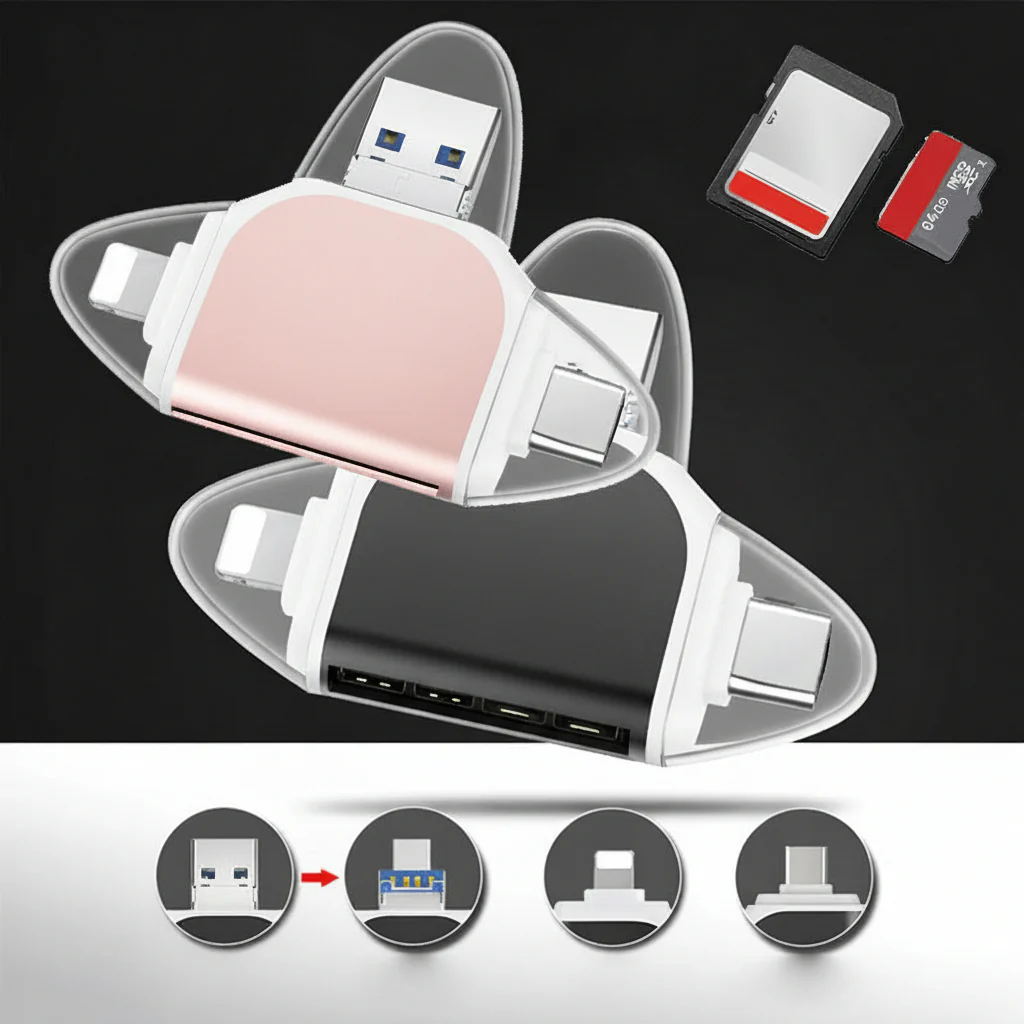 Card Reader 4 in 1 USB C SD Micro SD Data Transfer Adapter