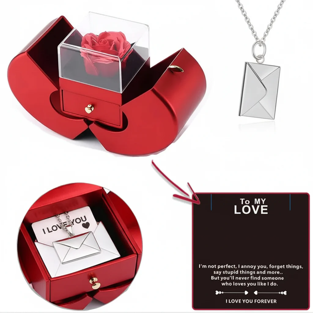 Jewelry Box Rose Apple Shaped Gift Case Soap Flower