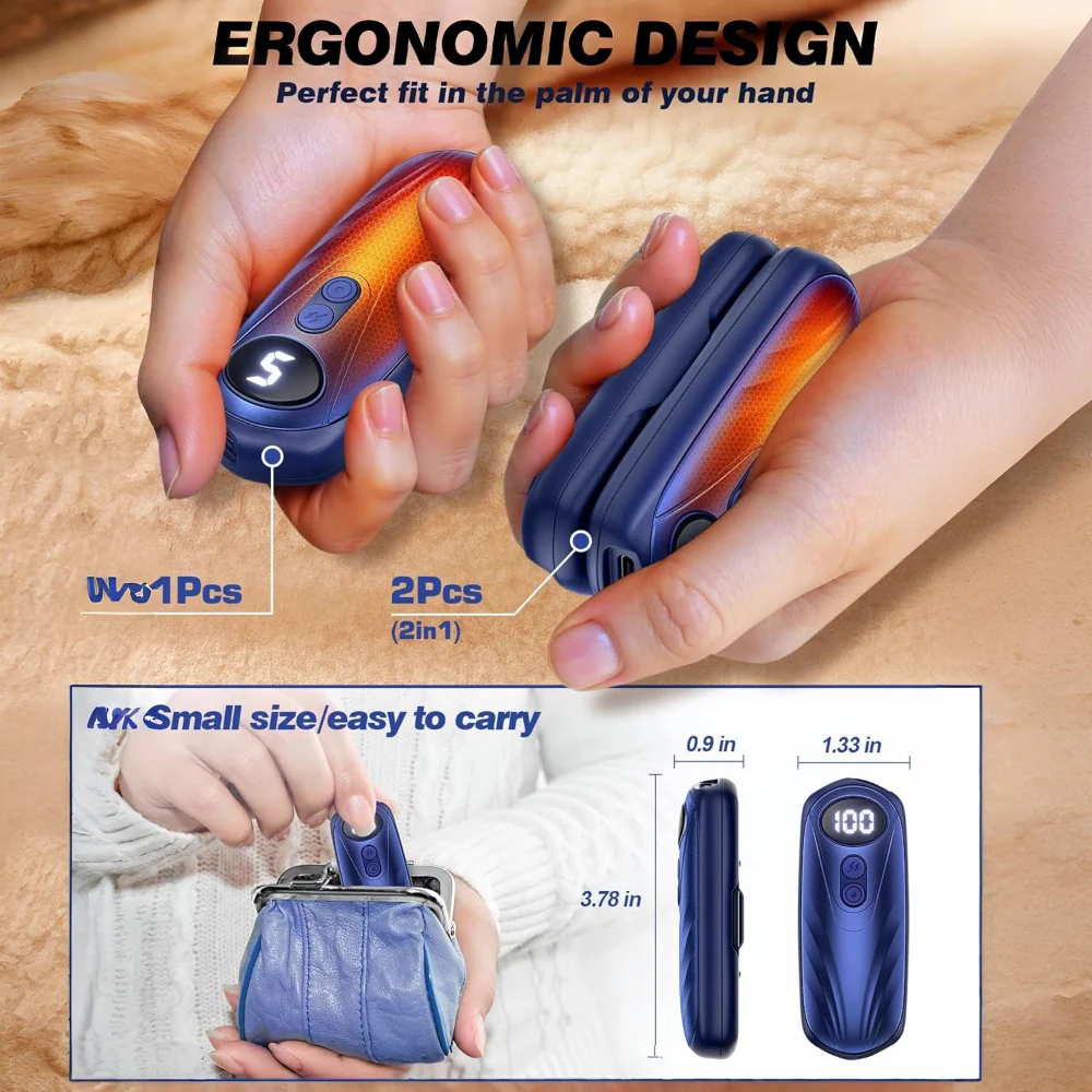 Hand Warmers Rechargeable LED Pocket Heater Set