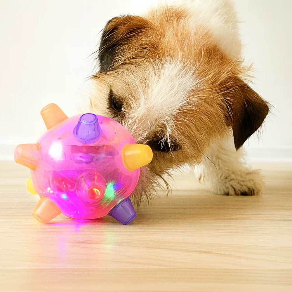 Dog Toy LED Bouncing Interactive Plastic Rubber Jumping Ball