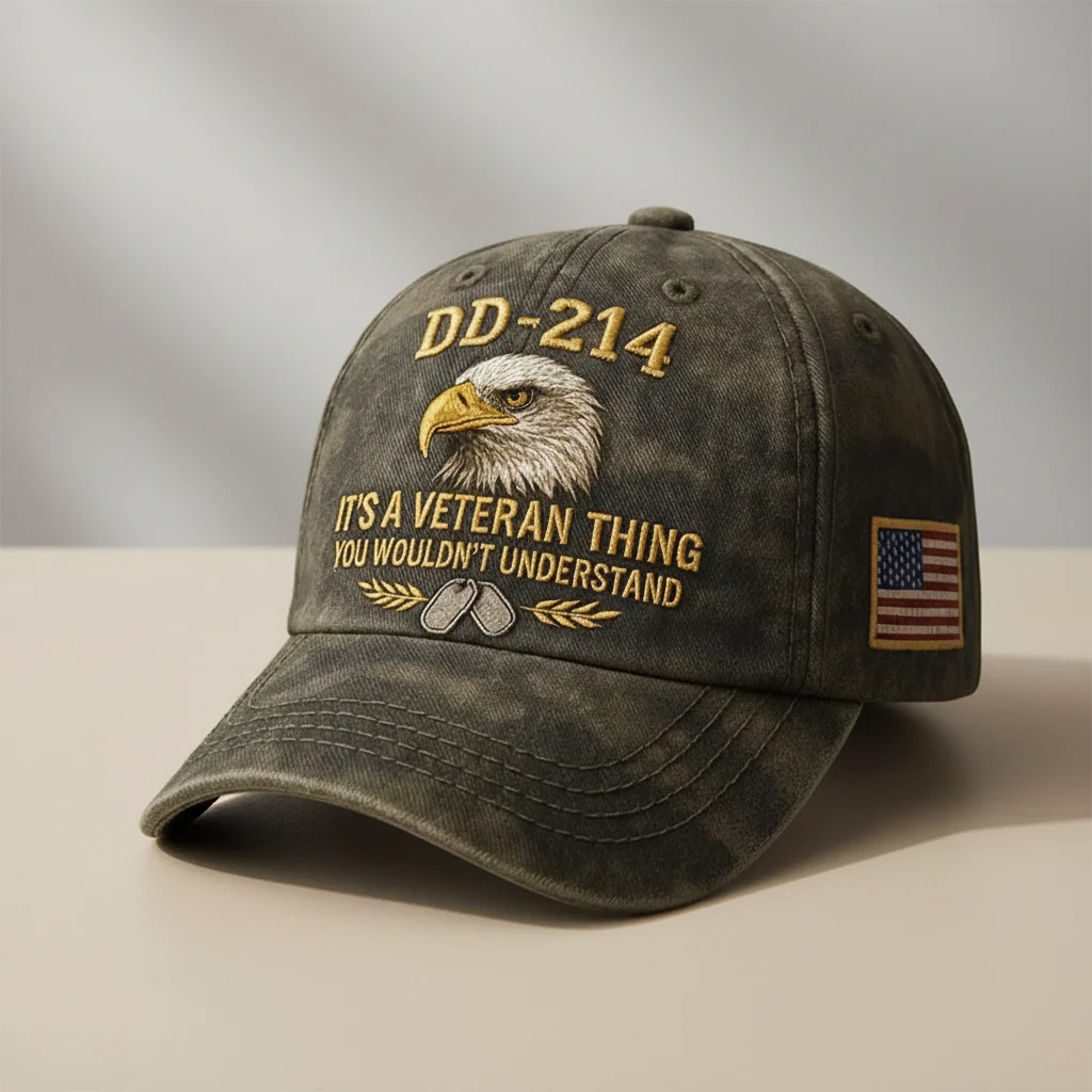 Baseball Cap Embroidered Veteran Flag Vintage Hat Adjustable