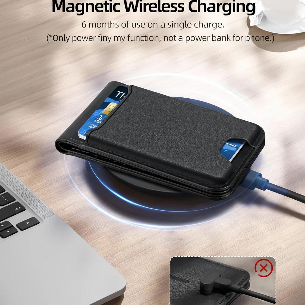 Phone Wallet Magnetic Stand Find My Tracking Card Holder