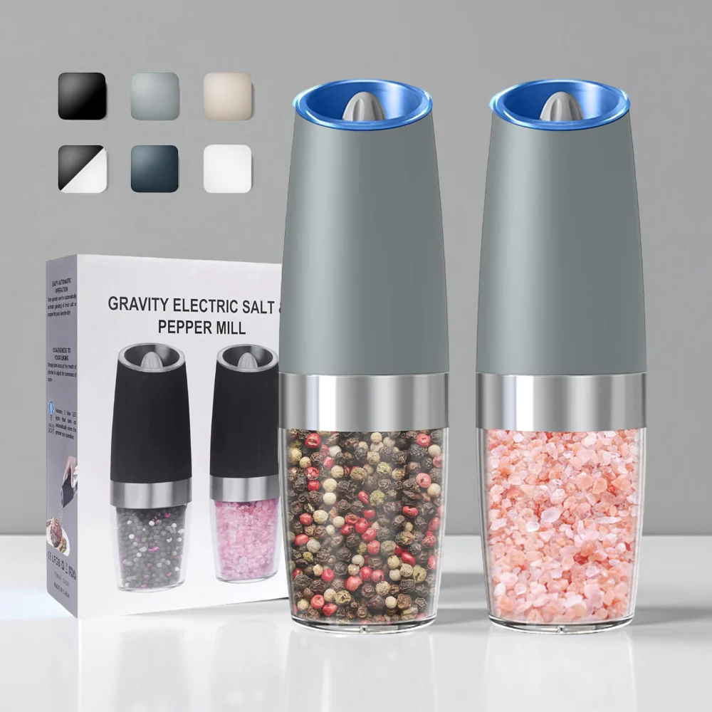 Salt Pepper Grinder Electric Gravity Adjustable Set