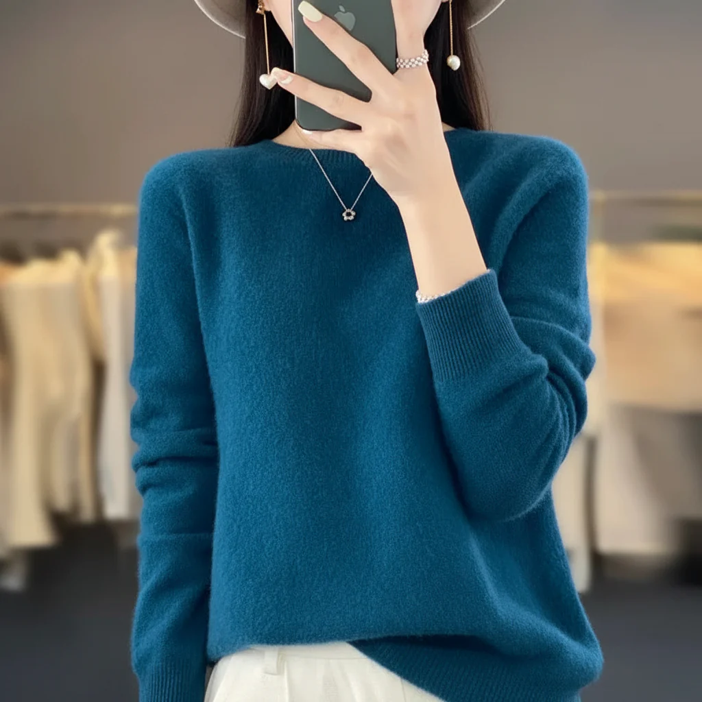 Womens Sweater Cashmere Crewneck Warm Pullover