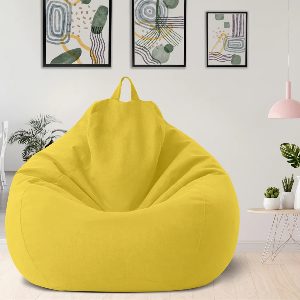 Bean Bag Chair Linen Ergonomic Lounger Home Relaxation