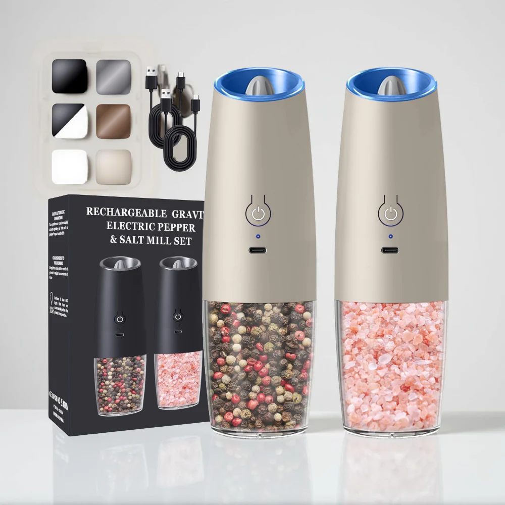 Salt Pepper Grinder Electric Gravity Adjustable Set
