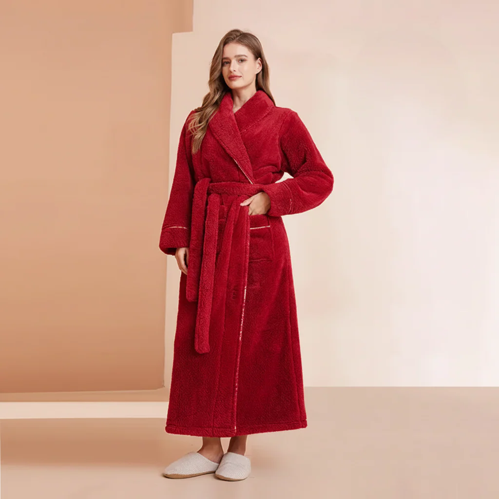 Bathrobe Winter Warm Long Sleeve Lounge Robe