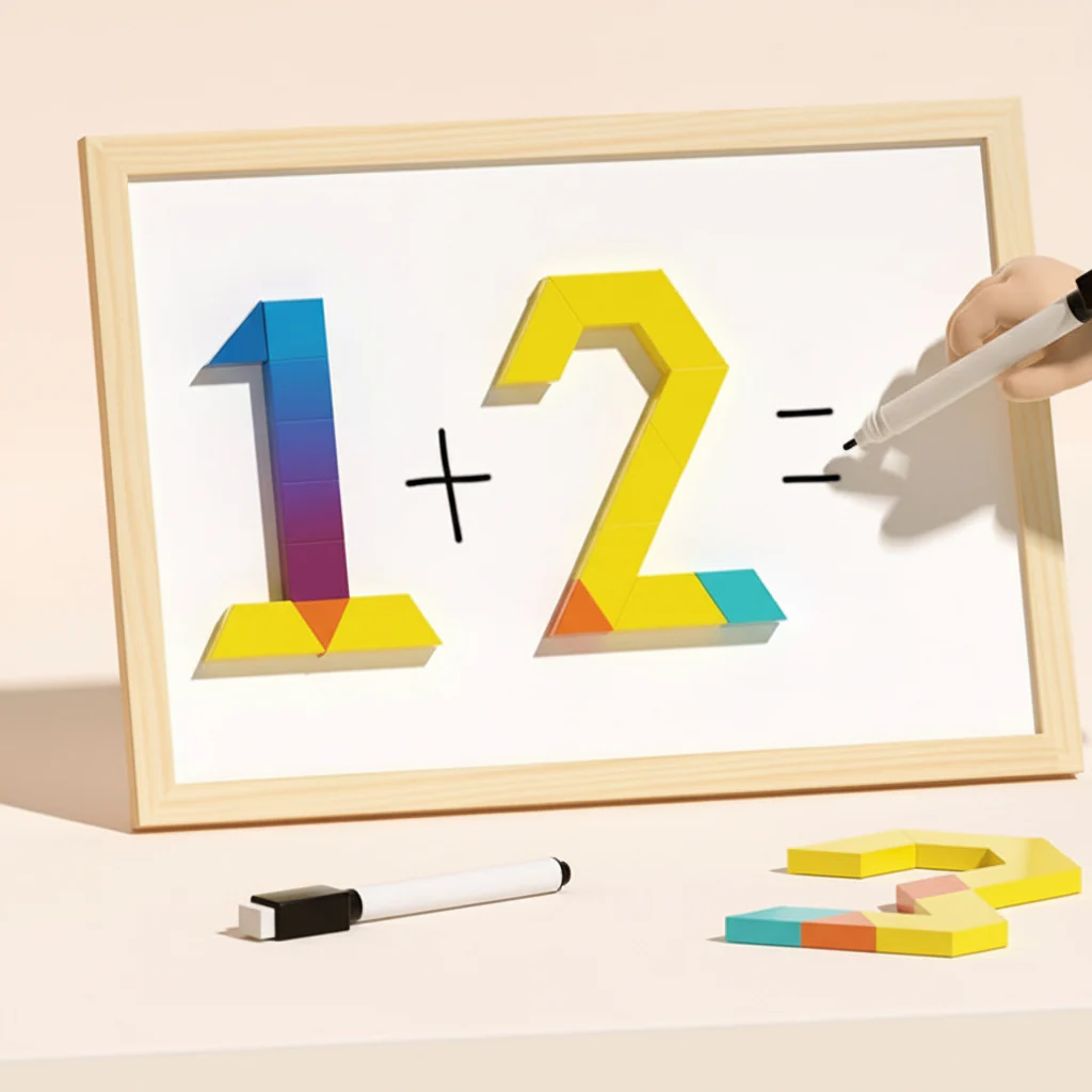 Magnetic Puzzle Wooden Pattern Blocks Educational STEM Toy Set