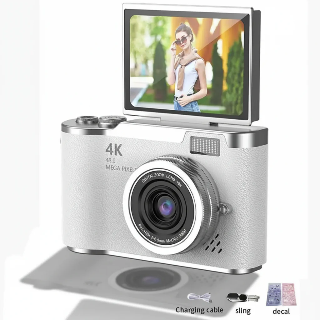 Digital Camera 4K Flip Screen 48MP 8X Zoom Compact Photo Video