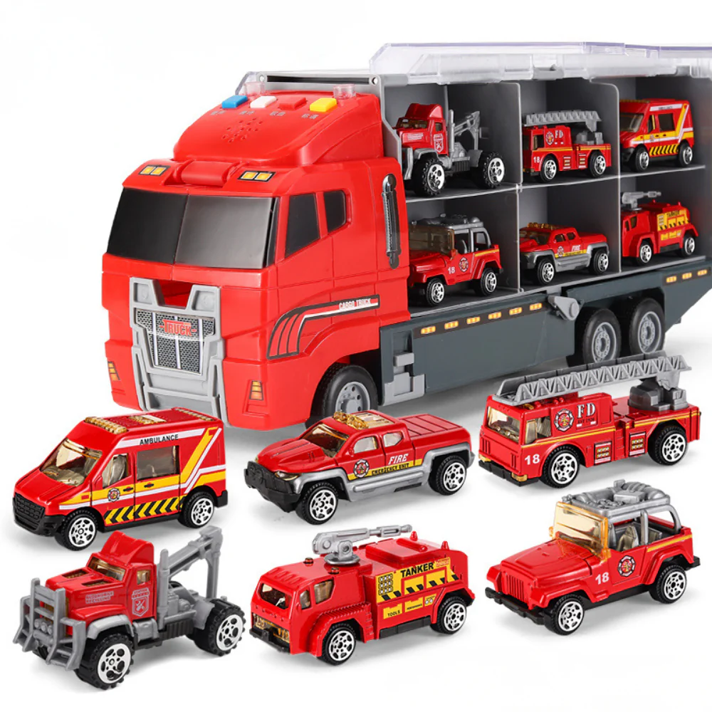 Toy Construction Vehicle Set Alloy Mini Truck Play Carrier Kit