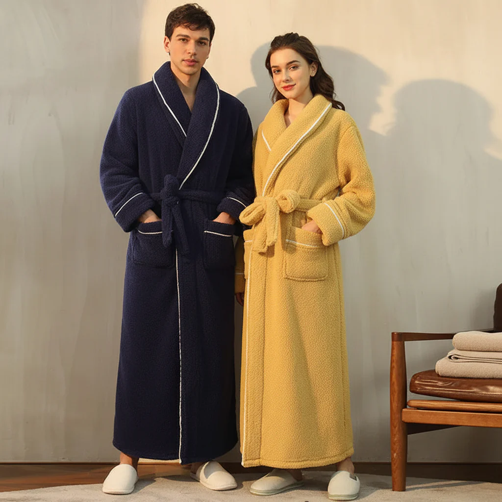 Bathrobe Winter Warm Long Sleeve Lounge Robe