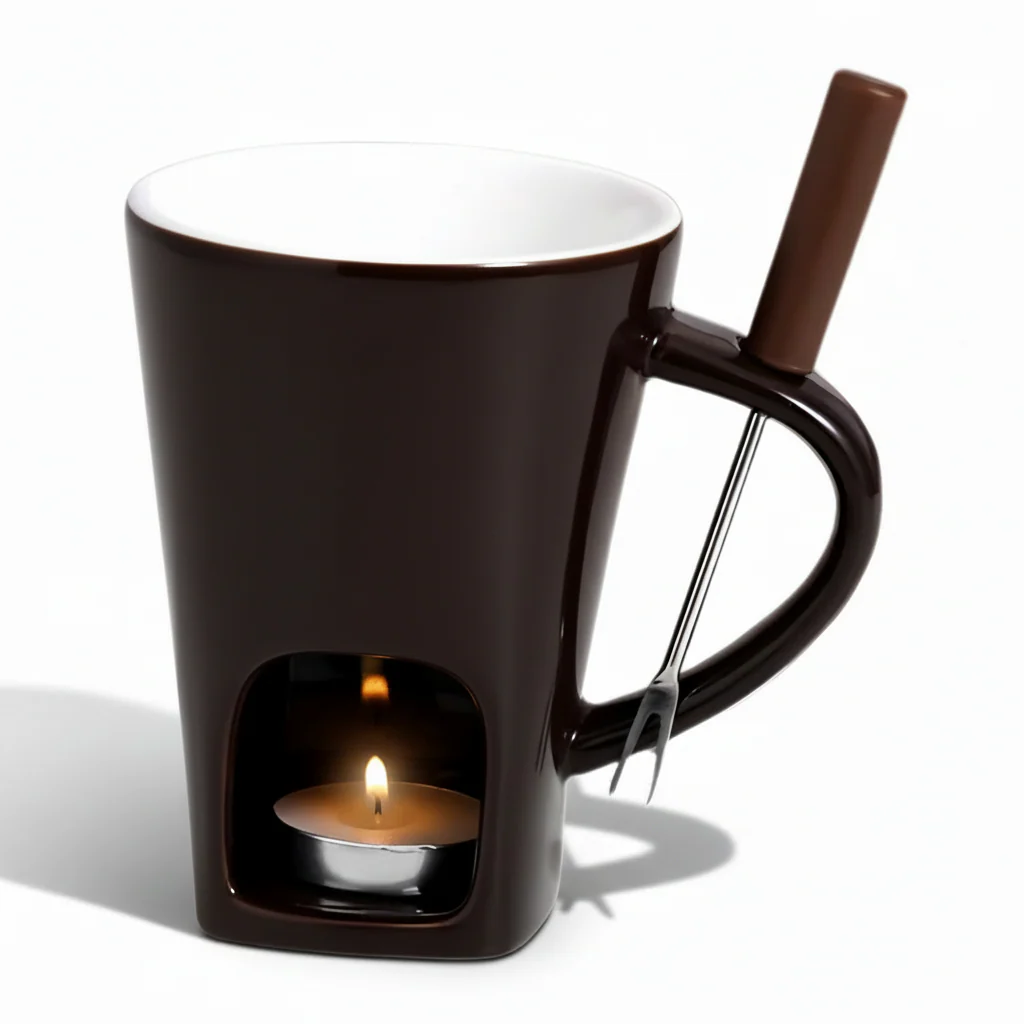 Fondue Set Ceramic Candle Heated Chocolate Cheese Dessert Pot