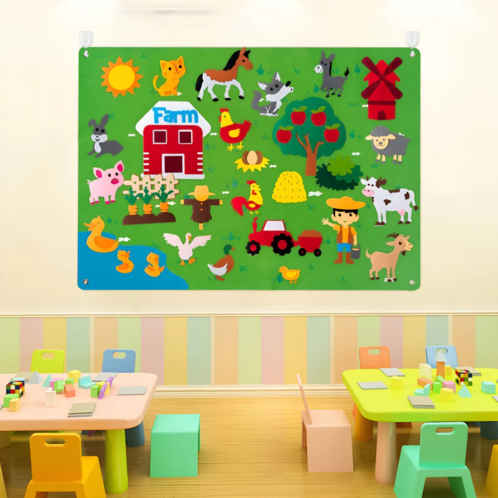 Wall Art Felt Board Interactive Kids Learning Display