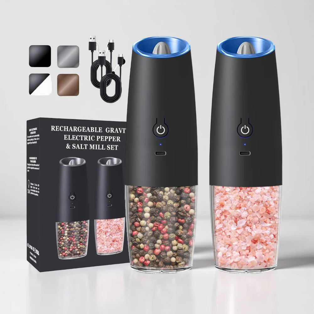 Salt Pepper Grinder Electric Gravity Adjustable Set