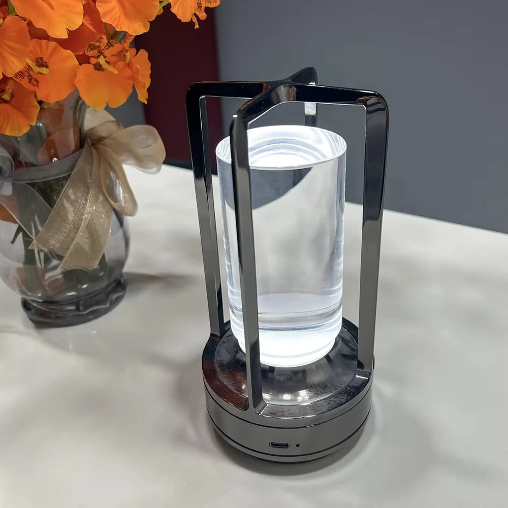 Table Lamp Modern Metal Cylinder LED Light Decor Accent