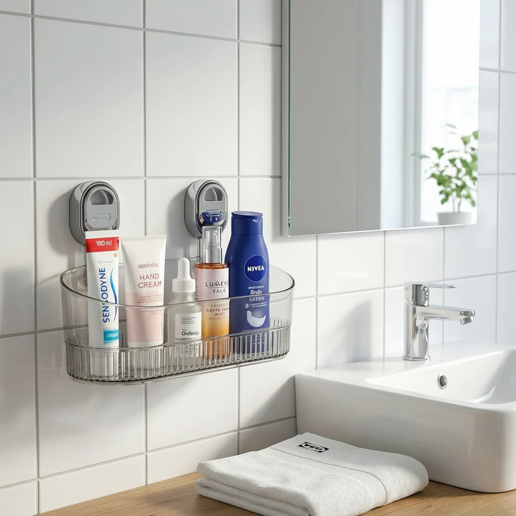 Wall Shelf Adhesive No Drill Kitchen Bathroom Storage Organizer