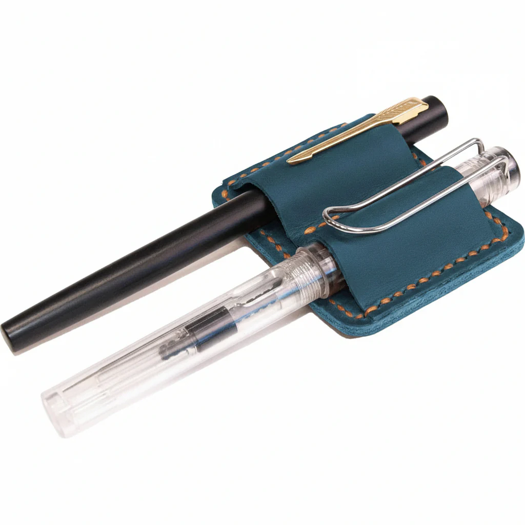 Pen Holder Leather Journal Clip Hand Stitched Full Grain Accessory