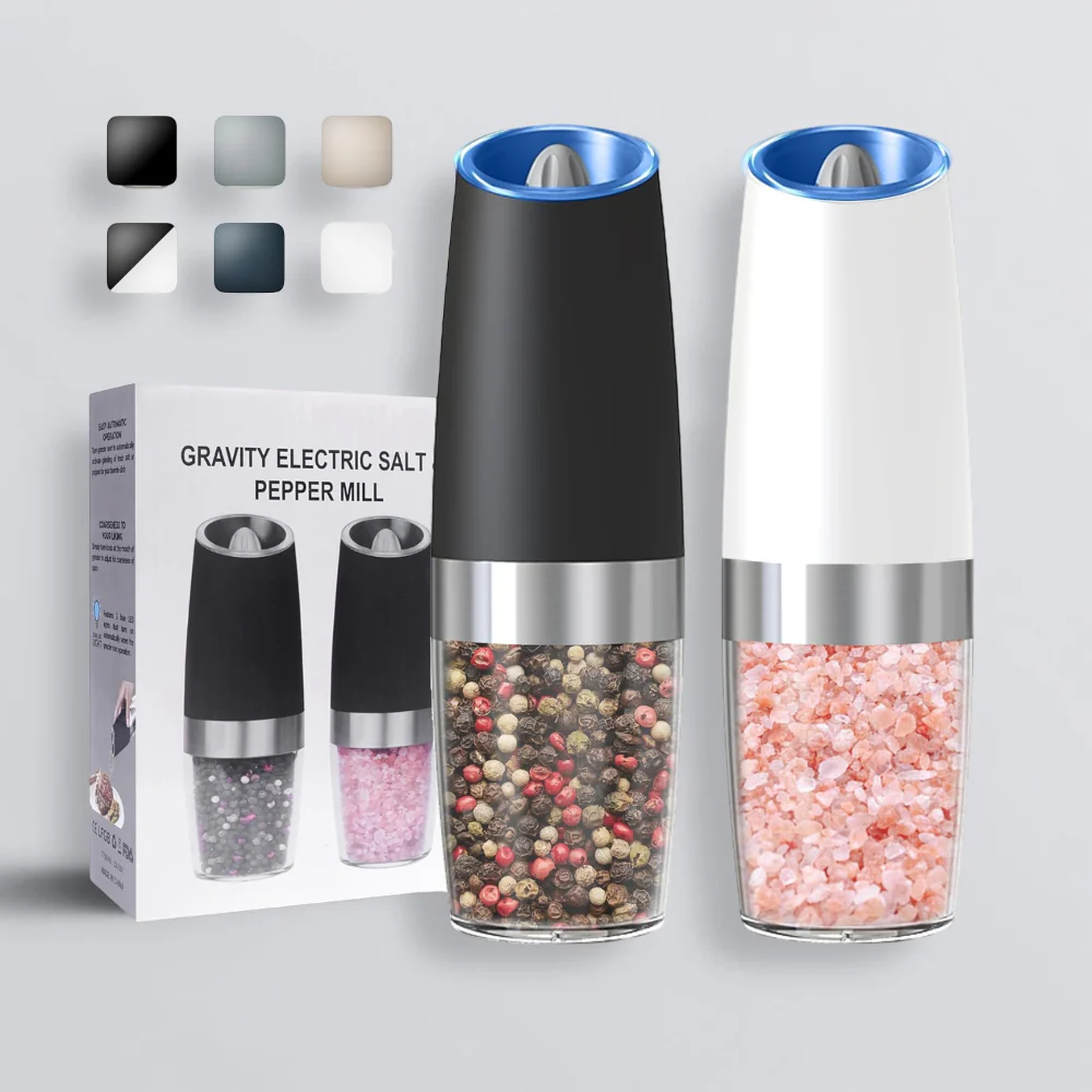 Salt Pepper Grinder Electric Gravity Adjustable Set