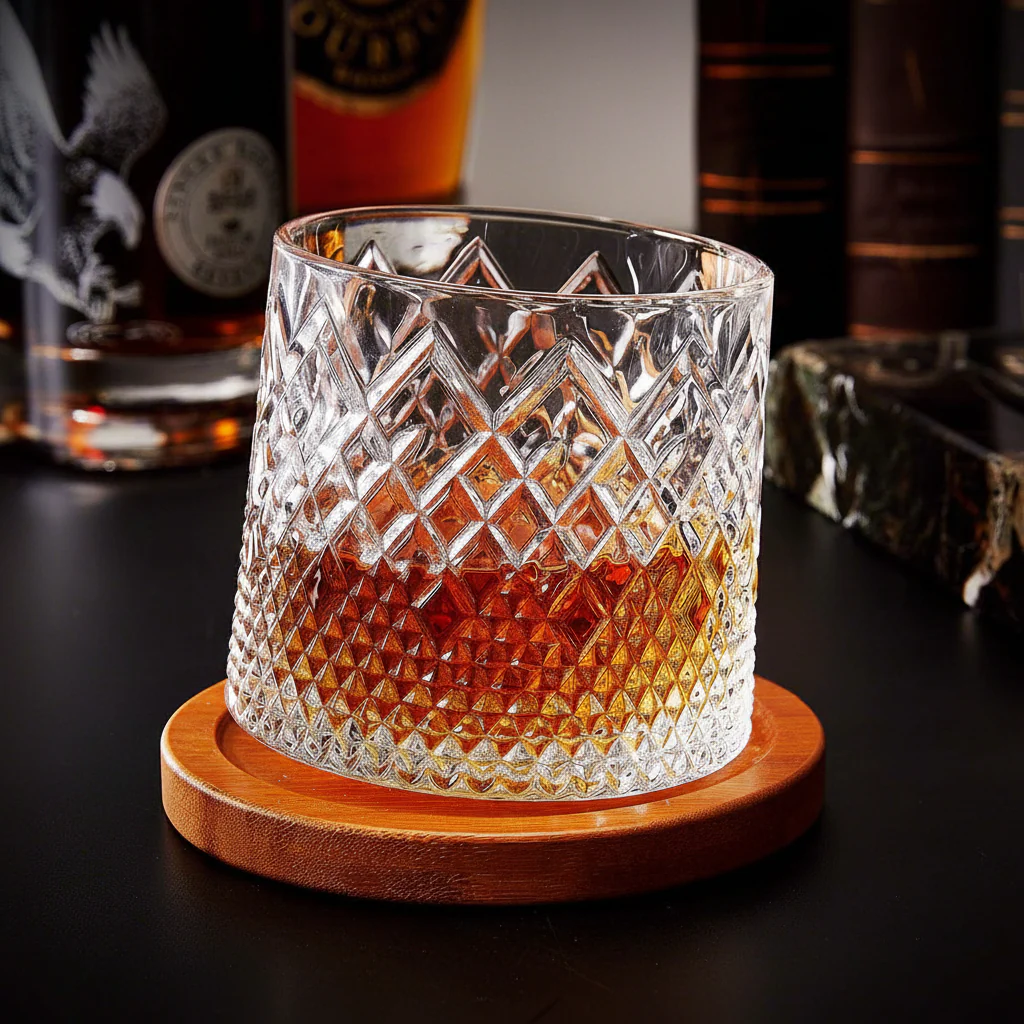 Whiskey Glass Rotating Crystal Tumbler Aroma Enhancement