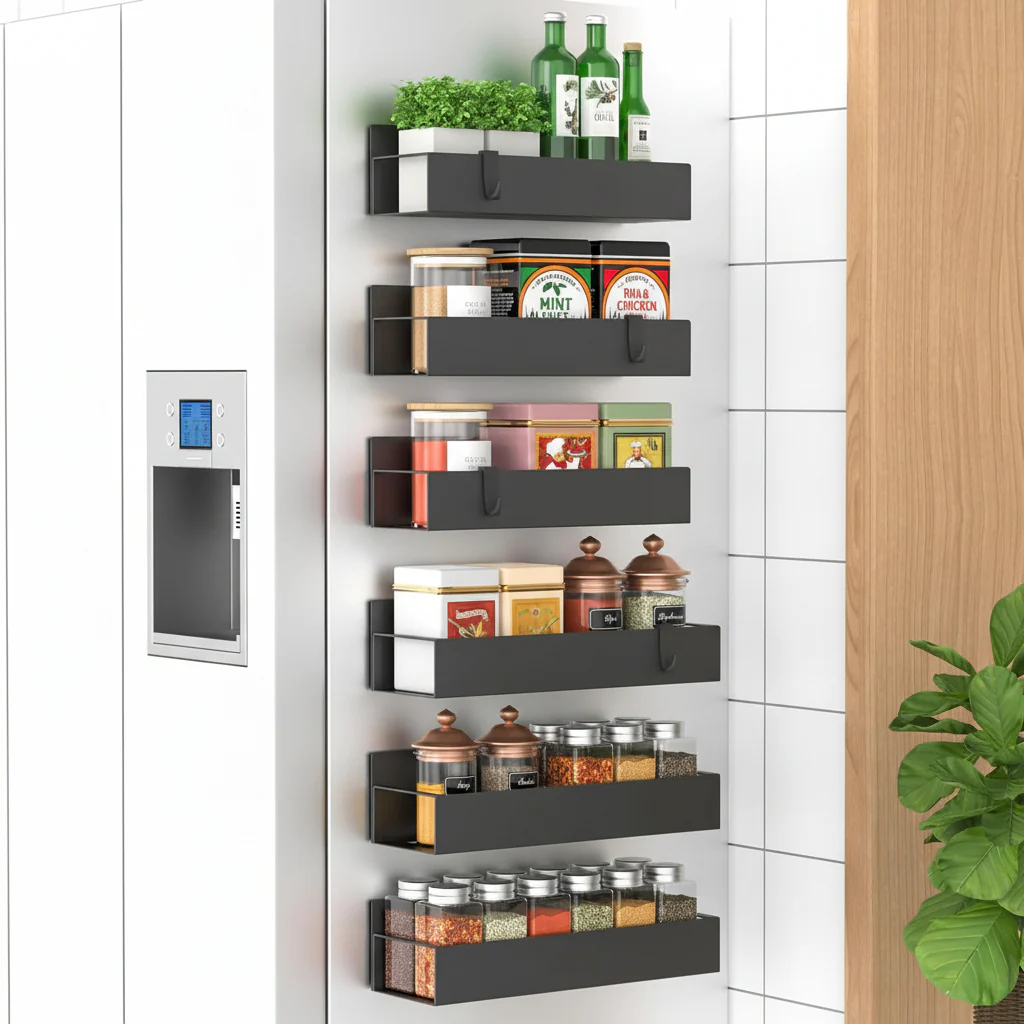 Magnetic Spice Rack Refrigerator Organizer Set Kitchen Storage