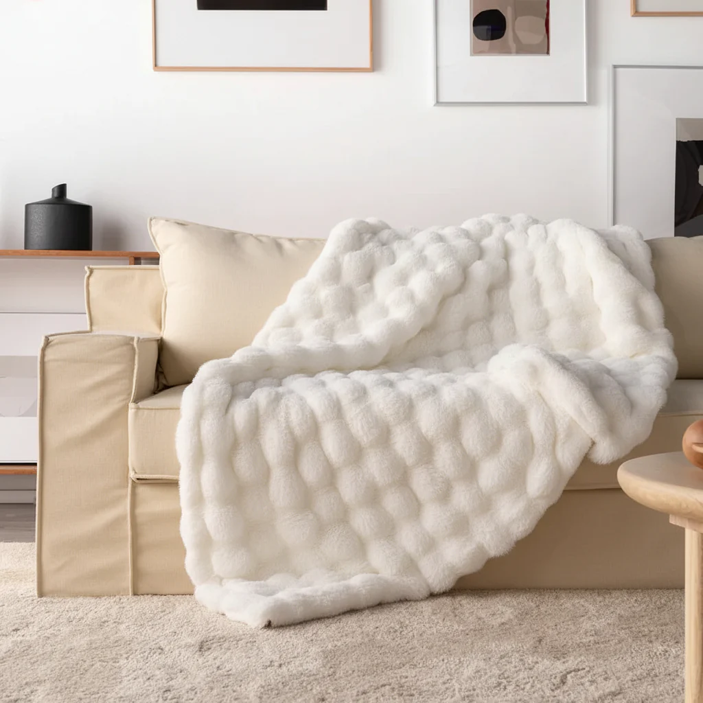 Throw Blanket Faux Fur Plush Soft Cozy Sofa Bed Cover