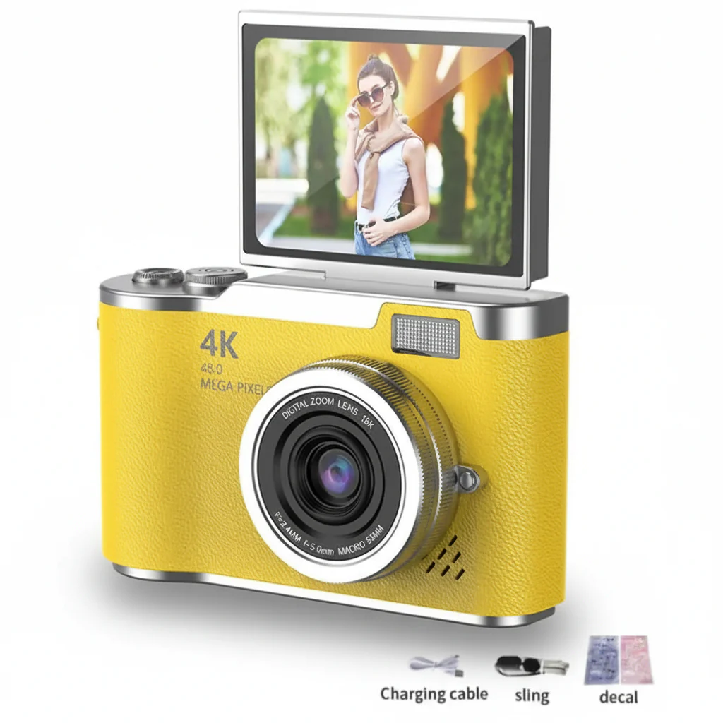 Digital Camera 4K Flip Screen 48MP 8X Zoom Compact Photo Video