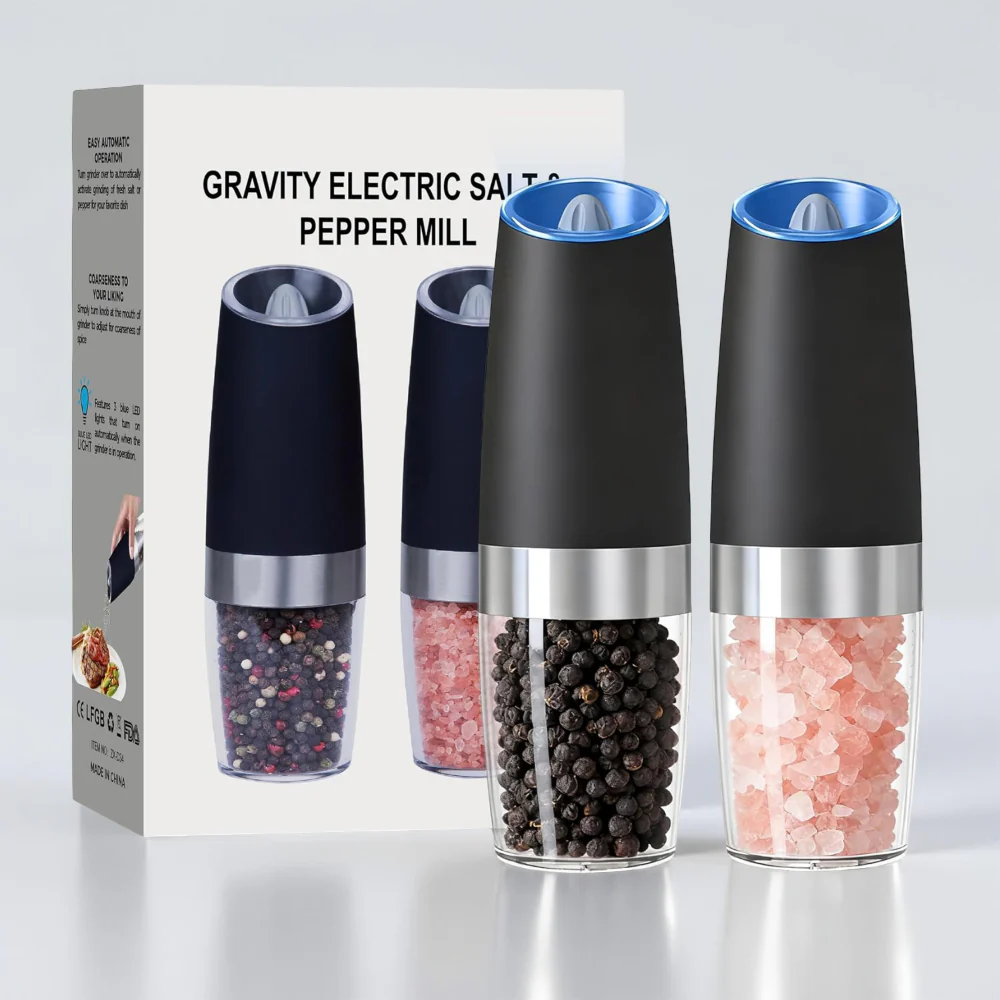 Salt Pepper Grinder Electric Gravity Adjustable Set