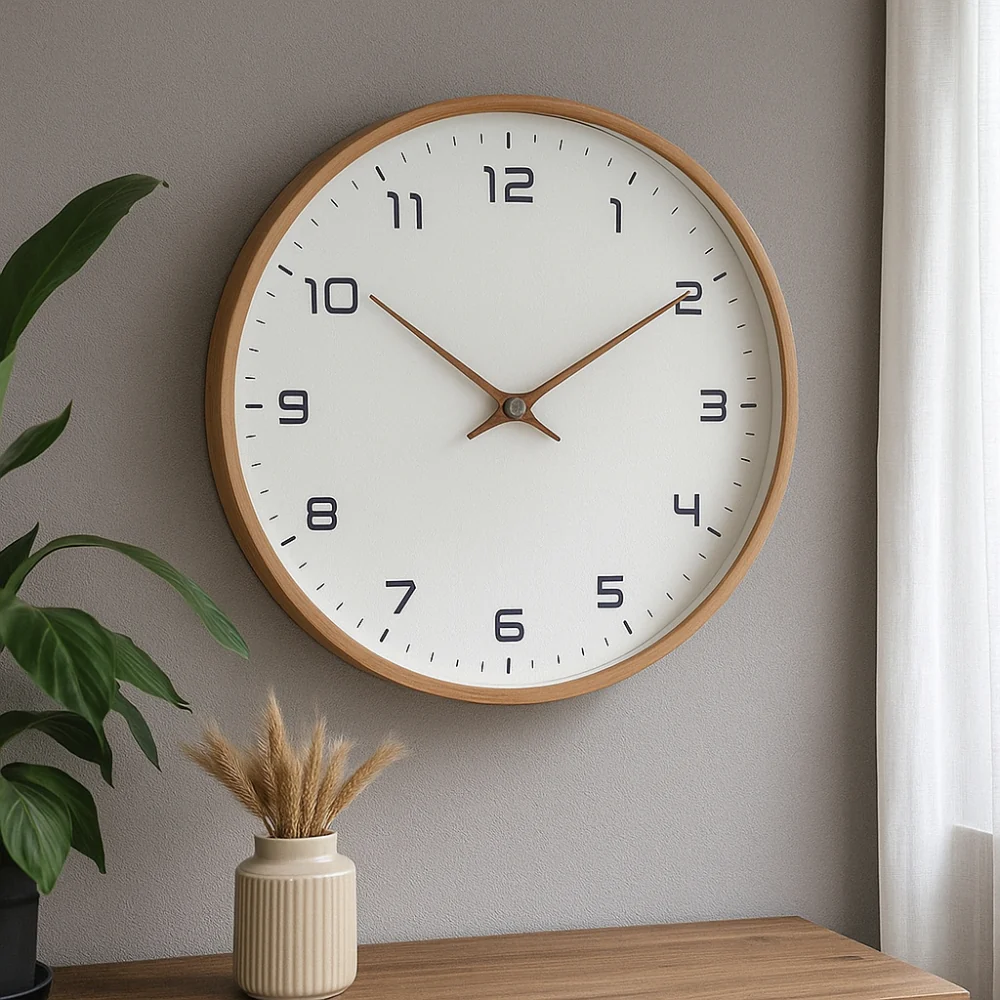 Wall Clock Modern Wooden Silent Non-Ticking Decorative Home Clock