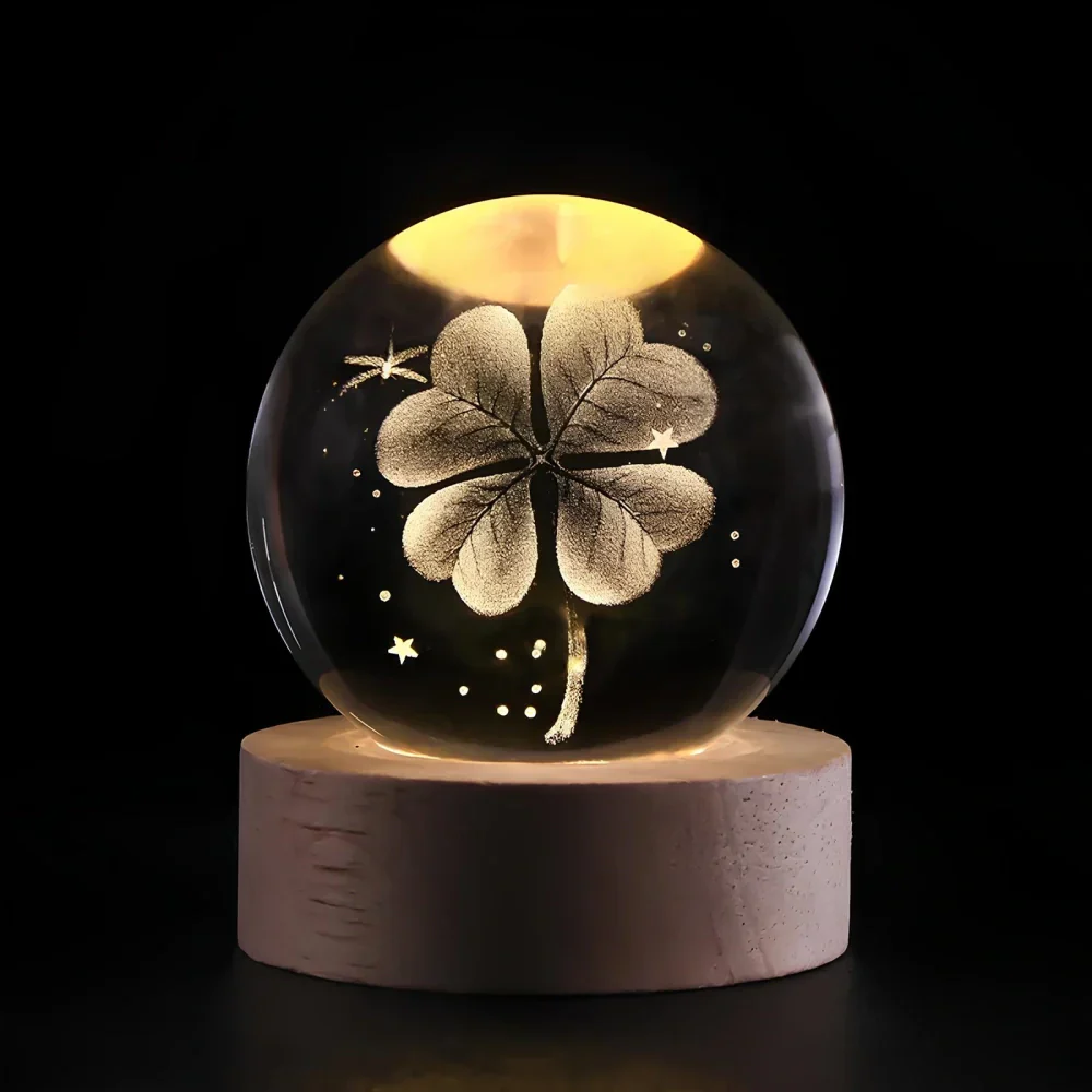 Night Light Crystal Ball 3D Planet Engraved LED Table Lamp