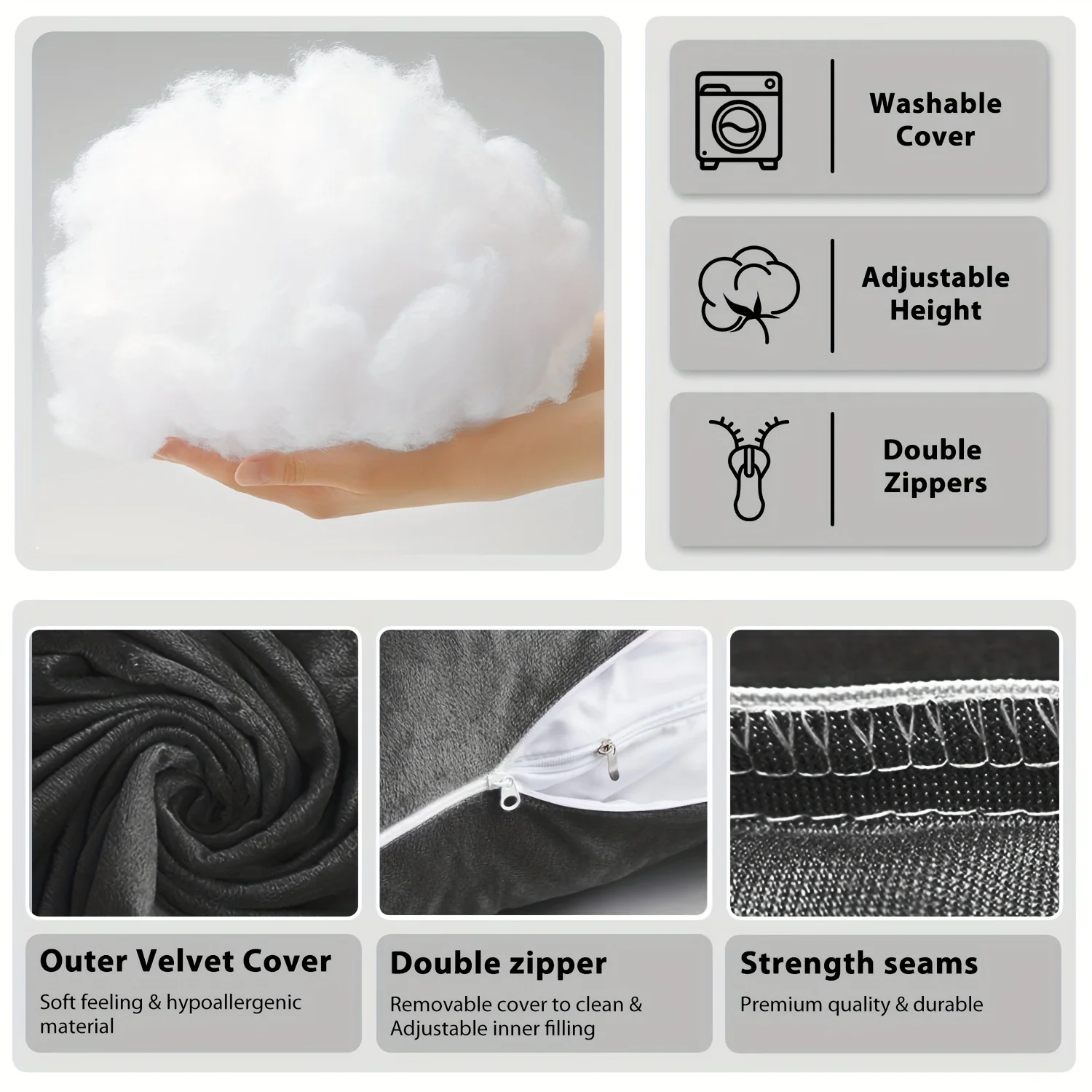 Full Body Pregnancy Pillow | U-Shaped Maternity Pillow with Washable Cover