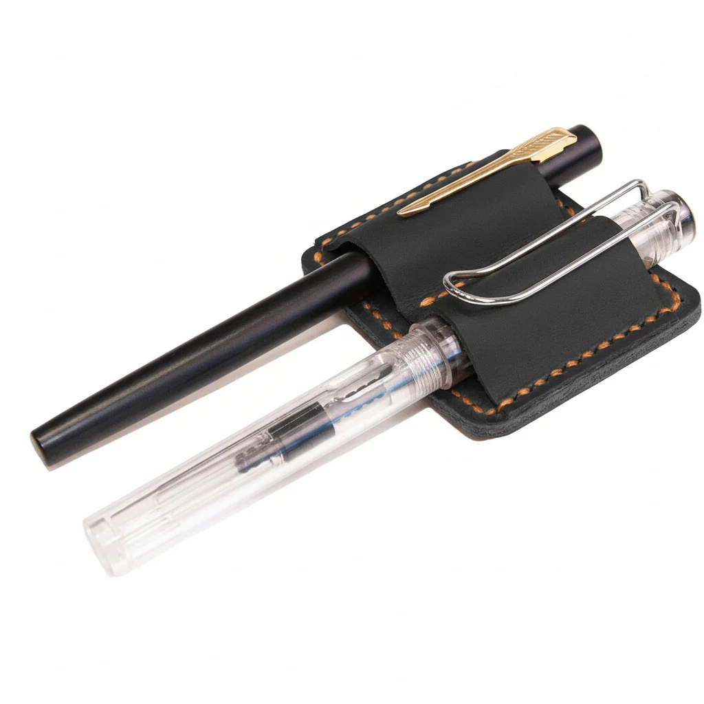 Pen Holder Leather Journal Clip Hand Stitched Full Grain Accessory