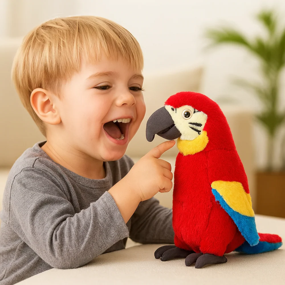 Toy Parrot Talking Plush Interactive Kids Learning Voice Repeat