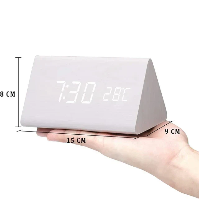 LED Smart Alarm Clock | Modern Voice-Controlled Wooden Design