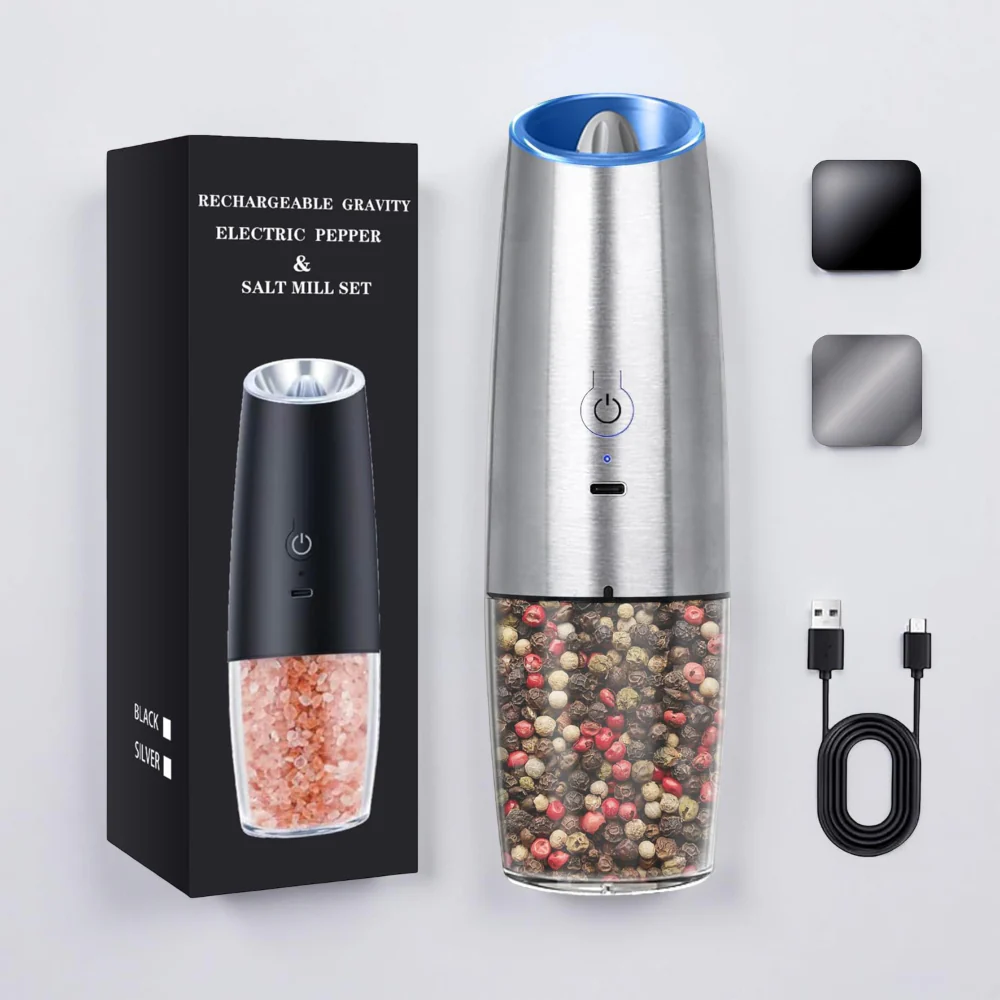 Salt Pepper Grinder Electric Gravity Adjustable Set