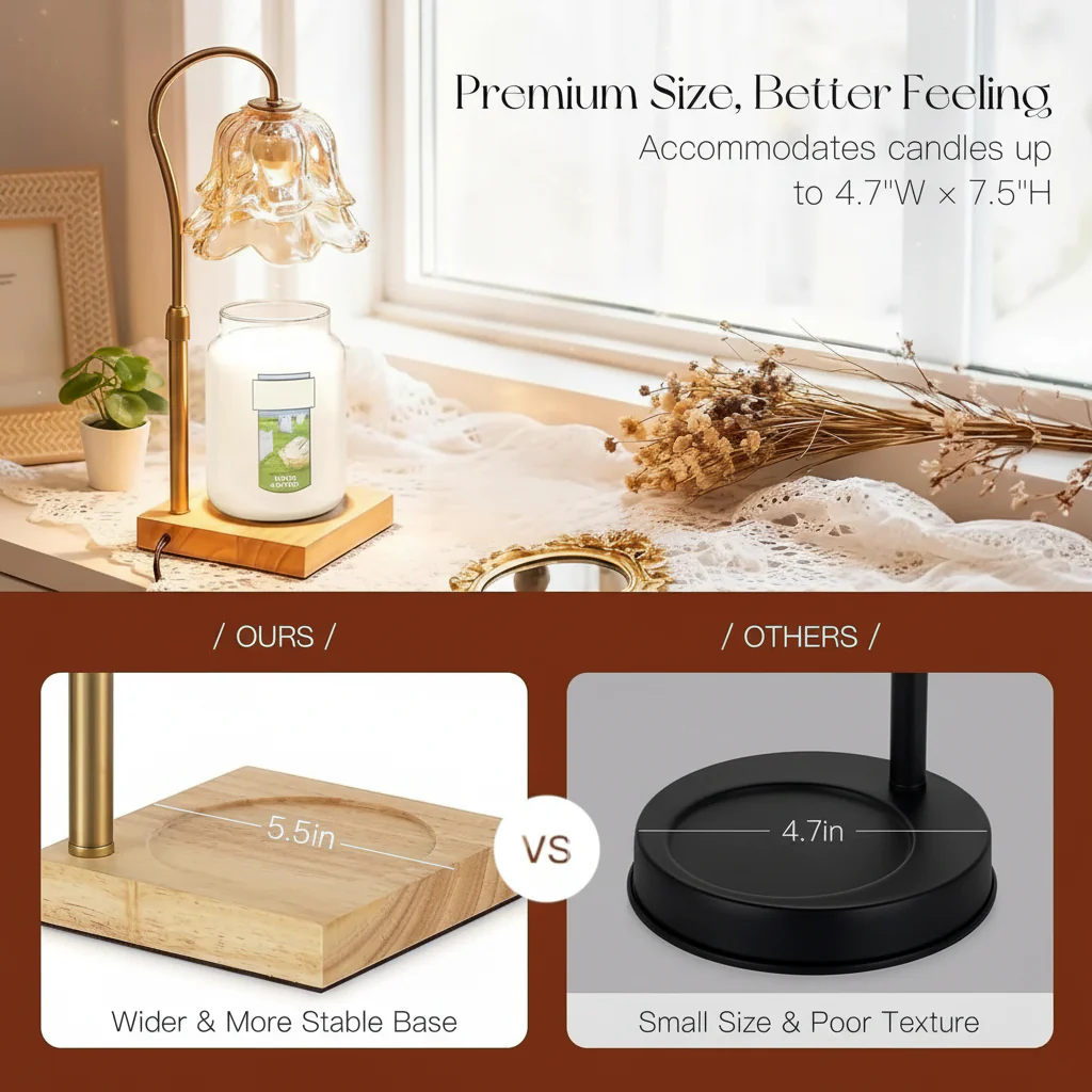 Candle Warmer Lamp Flower Glass Gold Electric Wax Melt Heater