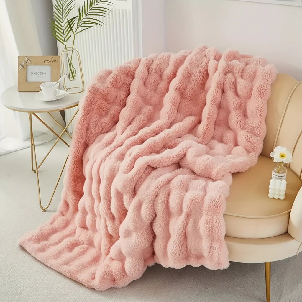 Throw Blanket Faux Fur Plush Soft Cozy Sofa Bed Cover